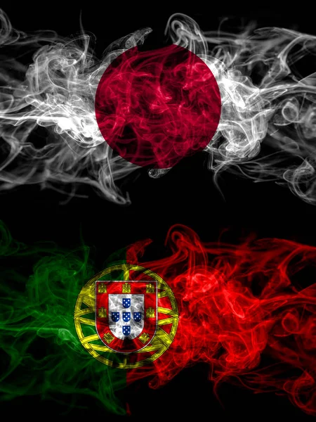 Japonské Japonské Portugalské Kouřové Vlajky Portugalské — Stock fotografie
