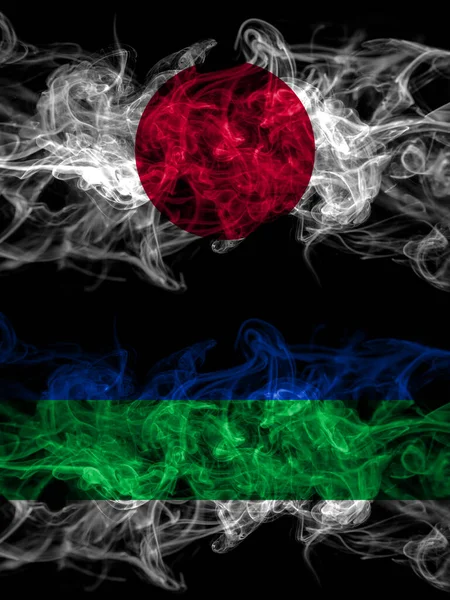 Kouřové Vlajky Japonska Japonska Ruska Ruska Komi — Stock fotografie
