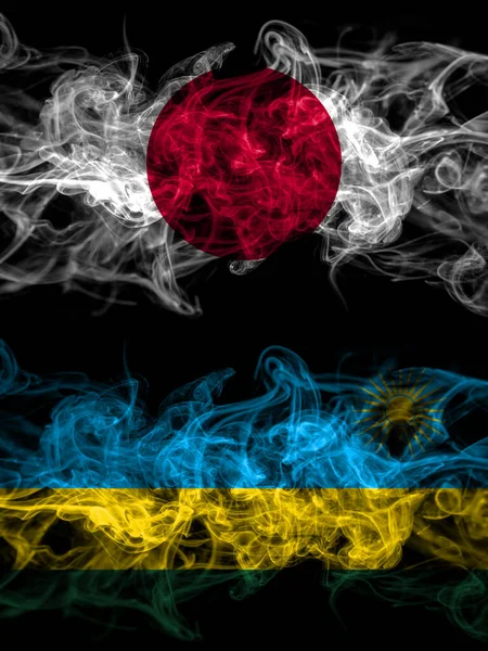 Flagi Dymne Japonii Japonii Rwandy — Zdjęcie stockowe