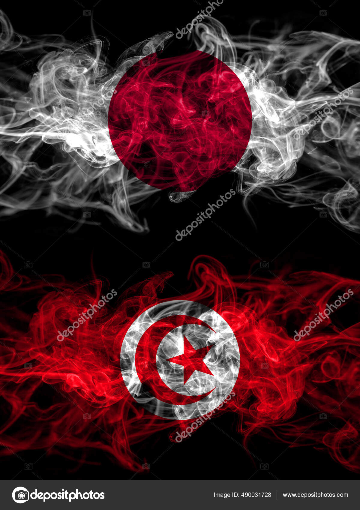Smoke Flags Japan Japanese Tunisia Stock Photo by ©vladem 490031728