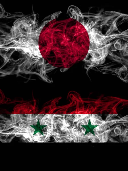 Bandeiras Fumo Japão Japão Síria Síria — Fotografia de Stock