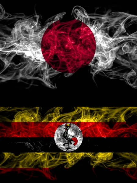 Flagi Dymne Japonii Japonii Ugandy — Zdjęcie stockowe