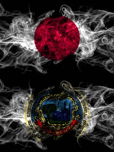 Smoke Flags Japan Japanese United States America America Usa American — стоковое фото