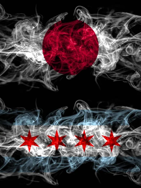 Smoke Flags Japan Japanese United States America America Usa American — Photo