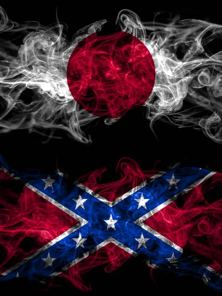 Smoke Flags Japan Japanese United States America America Usa American — Stock Photo, Image