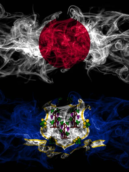 Flagi Dymne Japonii Japonii Stanów Zjednoczonych Ameryki Usa Usa Ameryki — Zdjęcie stockowe