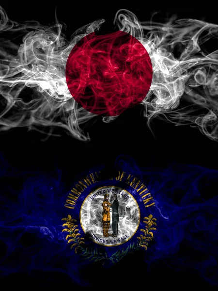 Smoke Flags Japan Japanese United States America America Usa American —  Fotos de Stock