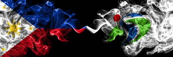 Philippines Filipino Japan Japanese Shibetsu Hokkaido Kamikawa Subprefecture Smoke Flags — Stock Photo, Image