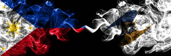 Philippines Filipino Organizations Eurasian Economic Union Smoke Flags Side Side — Stock Photo, Image