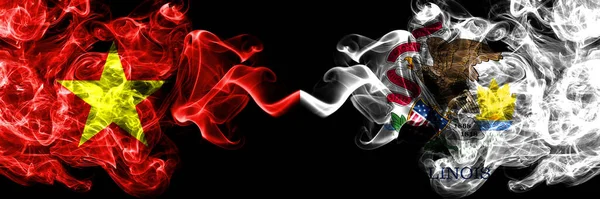 Vietnam, Vietnamlılar Illinois 'e karşı Duman bayrakları yan yana.