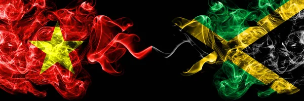 Vietnam Vietnamese Jamaica Jamaican Smoke Flags Side Side — Stock Photo, Image