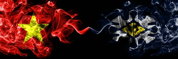 Vietnam, Vietnamlılar Japonlara karşı, Rumoi, Hokkaido, Rumoi, Rumoi, Subfecture duman bayrakları yan yana.