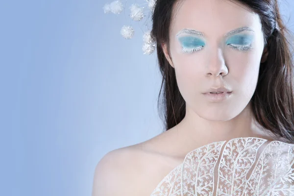 Snow queen on blue — Stock Photo, Image