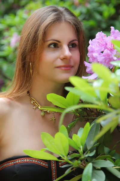 Face and flower — Stock Photo, Image