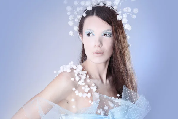 Modrá zimní dívka — Stock fotografie