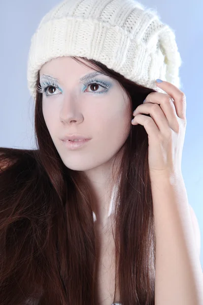 Blue winter girl — Stock Photo, Image