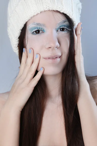 Chica azul invierno — Foto de Stock