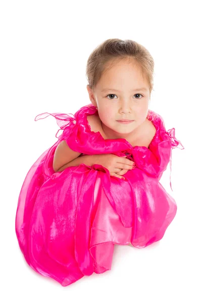 Asiatische Mädchen in einem rosa Kleid — Stockfoto