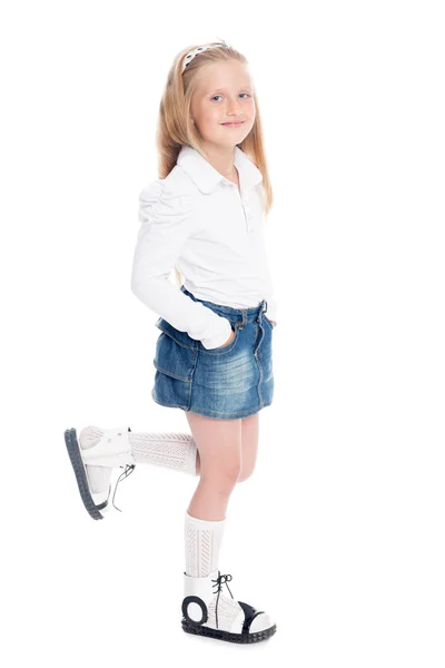 Vrij lachende meisje zes jaar — Stockfoto