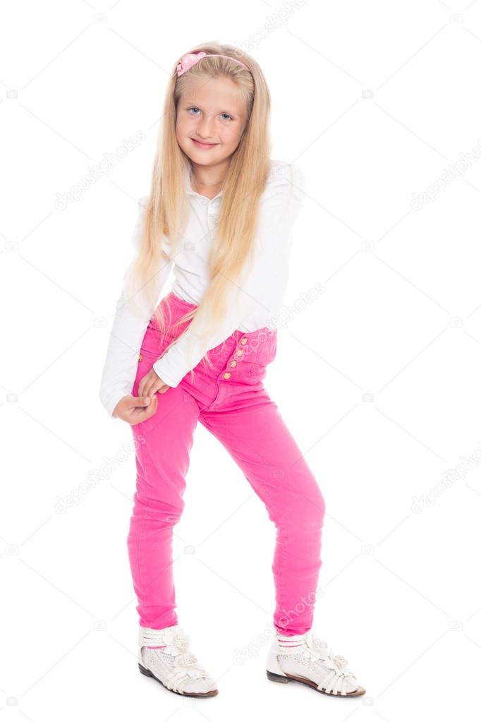 Blondes mädchen von hinten
