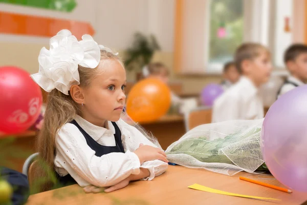 Little girl for the first time in school — Stock Photo, Image