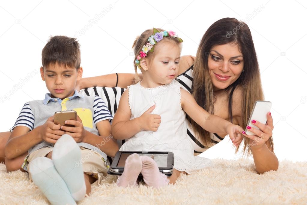 Family and modern technology concept