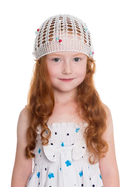 Menina de cabelos vermelhos de seis anos — Fotografia de Stock