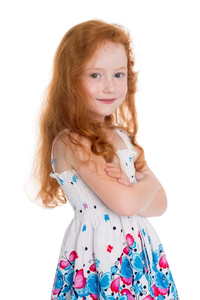 Červené vlasy dívka šesti let — Stock fotografie