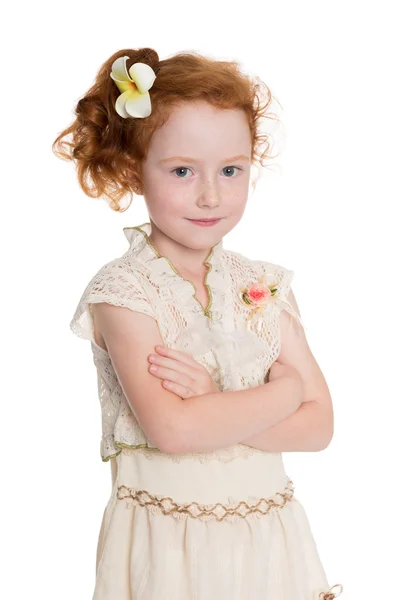 Smiling little girl in a summer dress — Stock Photo, Image