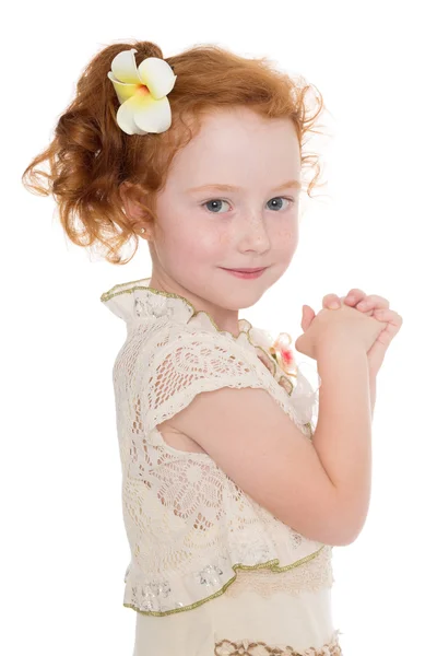 Portrait redhead little girl — Stock Photo, Image