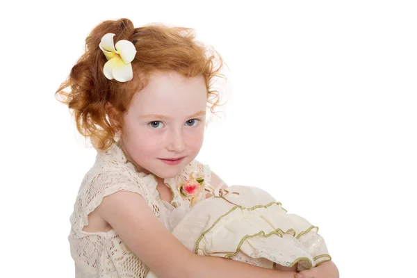 Portrait of red haired little girl — Stock Photo, Image