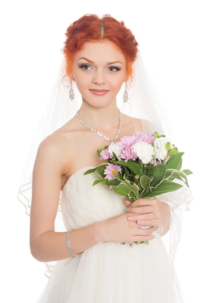 Sposa affascinante con bouquet — Foto Stock