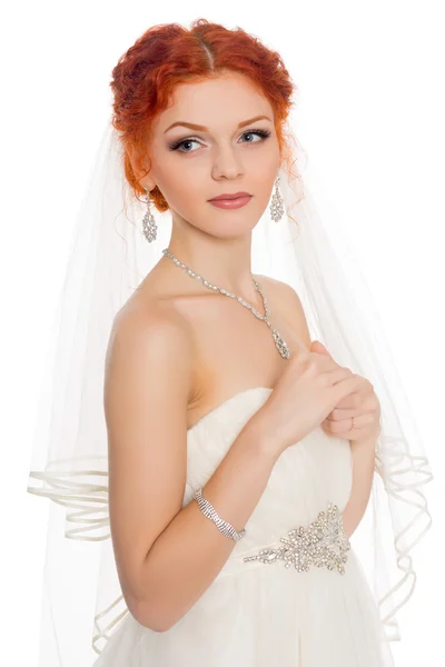 Beautiful girl in a wedding dress — Stock Photo, Image