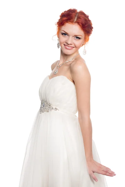 Smiling bride in a gala dress — Stock Photo, Image