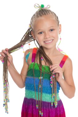Dreadlocks ile sevimli küçük kız 