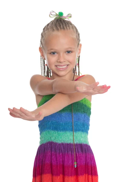 Little playful girl with crossed hands — Stock Photo, Image