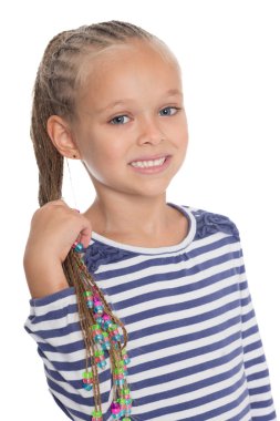 Sevimli küçük kız holding dreadlocks