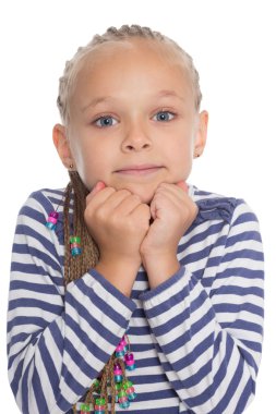 Çekici kız bir duygulu bakışları ile