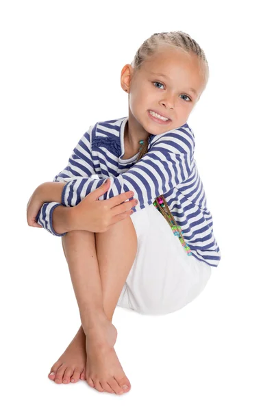 Little girl dressed as a sailor boy — Stock Photo, Image