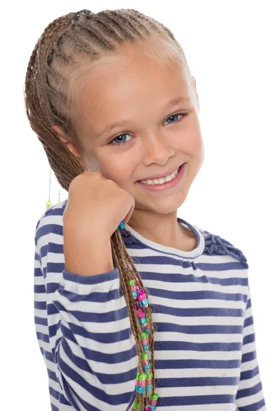 一个快乐的年轻女孩的肖像 — 图库照片