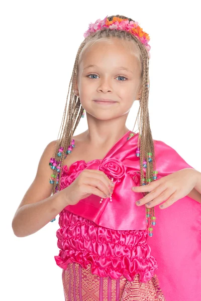 European girl in a Thai dress — Stock Photo, Image