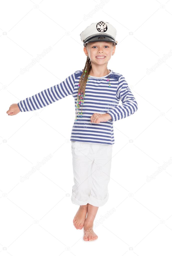 Marching girl in costume cabin boy