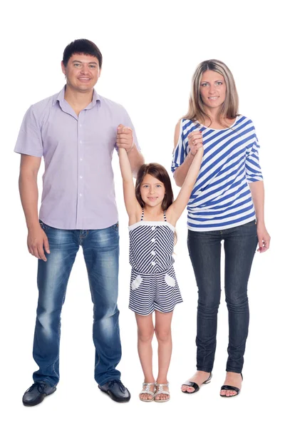 Glad familj i en full längd — Stockfoto