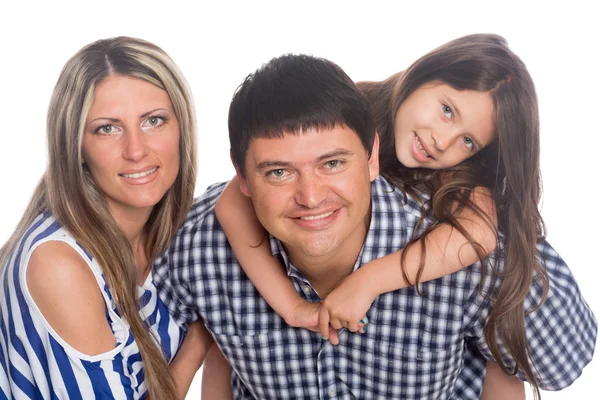 Gelukkige familie geïsoleerd op een witte — Stockfoto