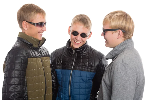 Group of young guys communicate — Stock Photo, Image