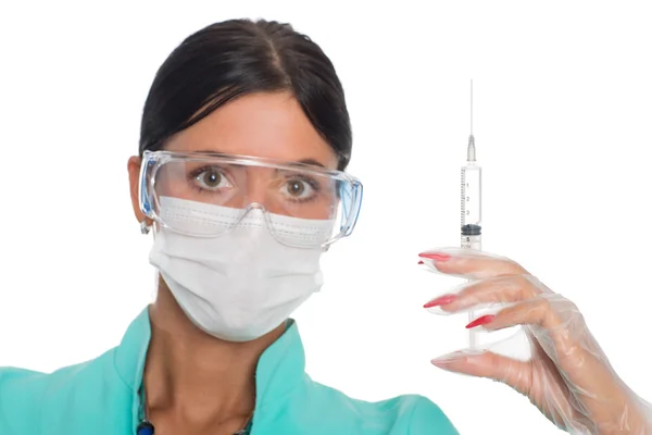 Nurse with a syringe for injection — Stock Photo, Image