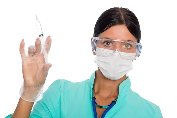 Doctor with syringe for injection — Stock Photo, Image