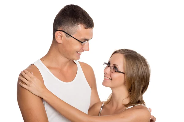 Lovers couple of people looking at each other — Stock Photo, Image