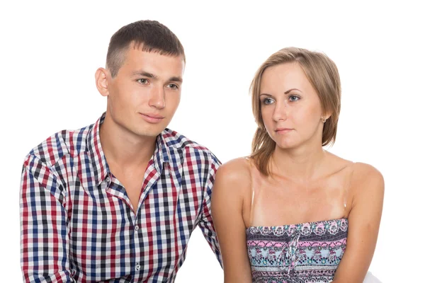 Pensativo joven hombre y mujer — Foto de Stock