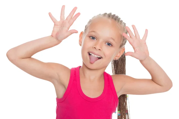 Little girl stuck out her tongue — Stock Photo, Image